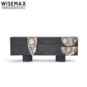 WISEMAX FURNITURE Italian Minimalist Living Room Furniture Solid Wood Storage Cabinet Creative Black <strong>Kitchen</strong> <strong>Sideboard</strong> <strong>for</strong> Hotel - Product Image 5