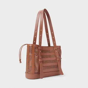 PU #PA0941 ausgehöhlt tasche neuer stil modisch damen-handtaschen stilvolle lederhandtaschen geldbörsen tote-tasche für damen mit schnur tasche
