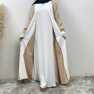6780#b New Colors Modesty Wide Sleeve Closed <b>Abaya</b> With Pockets Fashion Muslim Women Loose Fitting Splice Kimono Abayas - Product Image 3