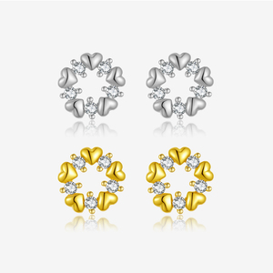 FUAMAY moda classico oro placcato <span class=keywords><strong>argento</strong></span> cuore <span class=keywords><strong>cerchio</strong></span> borchie delicate <span class=keywords><strong>925</strong></span> in <span class=keywords><strong>argento</strong></span> Sterling cuore <span class=keywords><strong>orecchini</strong></span> a fiore - Product Image 1