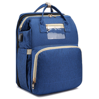 Sac à dos multifonctionnel pour maman, grande capacité 20L, style anglais, polyester, fermeture éclair étanche, avec port USB, pour printemps/été