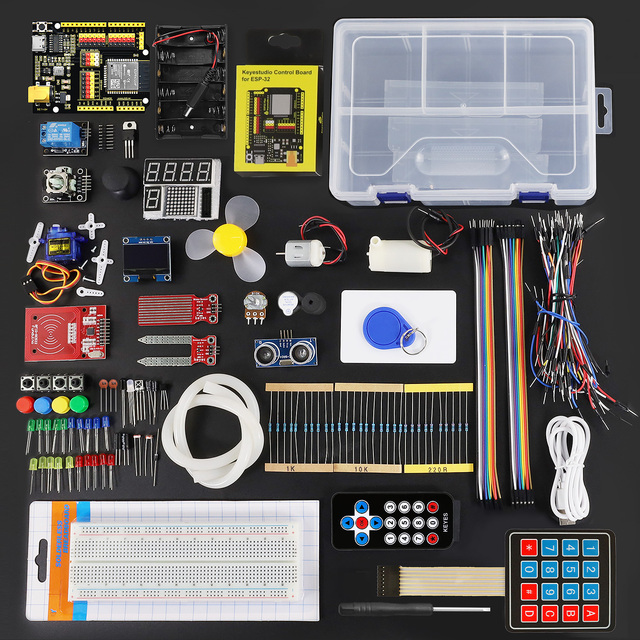 Keyestudio Cost-effective Programming Program Kit with 20+ Sensors Actuators IOT Electronic Engineering Learning Kit for ESP-32