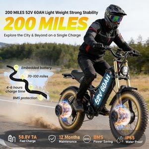 Eahora Romeo CN Electric Mountain <b>Bike</b> 200W 52V 60AH Steel <b>Frame</b> Fat Tire Dirt <b>Bike</b> - Product Image 4