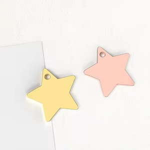 Fornitura diretta Logo personalizzato <span class=keywords><strong>a</strong></span> forma di <span class=keywords><strong>stella</strong></span> in metallo etichette Anti-perdita in acciaio inox incisione Laser lucidata carta di identità Pet tag - Product Image 6