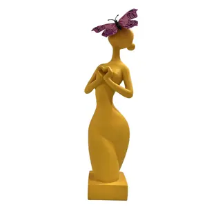 女性の像十分なキューティーフィギュアの装飾品樹脂工芸品家の装飾のための蝶の磁石が付いているセクシーな純粋な色の女性の像360G