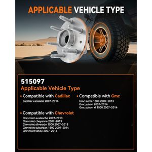 Ensemble de moyeu de roue Aspligo 515097 pour Cadillac Escalade ESV Chevy Silverado 1500 Avalanche Cheyenne - Product Image 3