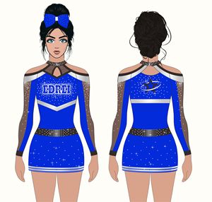 Conjunto <span class=keywords><strong>de</strong></span> Uniforme <span class=keywords><strong>de</strong></span> <span class=keywords><strong>Animadoras</strong></span> para Competencia, Diseño Personalizado con Pedrería, Transpirable, <span class=keywords><strong>de</strong></span> Spandex/Poliéster - Product Image 4