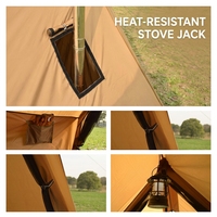 Tenda Camping Pantai Gaya Kabin Dua Lapis Ringan dengan Cerobong Asap, Dapat Digunakan Empat Musim, Bahan Kain Polyester Anti Air 3000mm