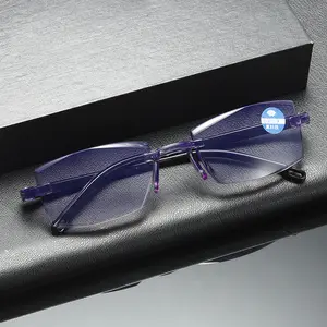 Модные женские мужские прогрессивные дешевые пластиковые очки унисекс без оправы пресбиопические с защитой от синего света оптические очки для чтения