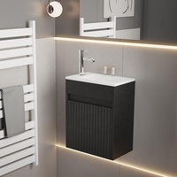 Petit cabinet de toilette flottant moderne mural noir de 16 pouces