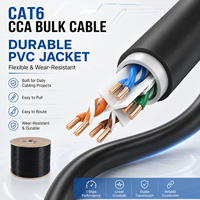 Cable CAT6 de 1 Gbps y 250 MHz para interiores, con revestimiento de PVC negro, cable Ethernet LAN con conductor CCA y separador cruzado para enrutador y switch de red.