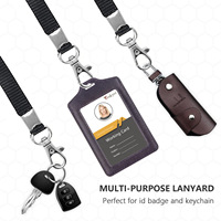 Badge d'affaires en cuir Double face Transparent banque porte-carte de crédit étanche mince minimaliste carte pochette avec lanière de cou