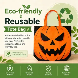 Durable Reusable Halloween <b>Craft</b> Packaging Tote <b>Bags</b> with Custom Logo Heat Pressed Printing Low MOQ halloween non-woven <b>bag</b> - Product Image 2