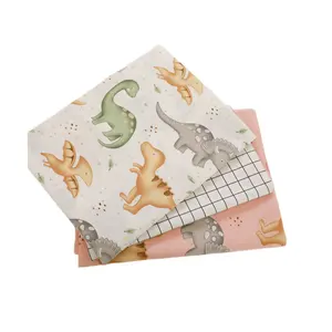 Flanella stampata in tessuto di cotone stile cartone animato dinosauro per indumenti da notte per bambini