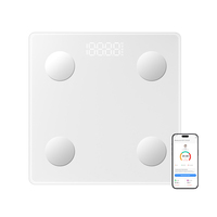 Báscula Digital Inteligente con Bluetooth para Baño, con Pantalla LED Personalizada, para Medir Peso Corporal, IMC y Grasa Corporal