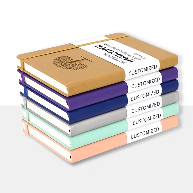 Personalized Thick Paper Diary Elastic Band Custom Logo A5 Notebook Journal Luxury PU Leather Hardcover