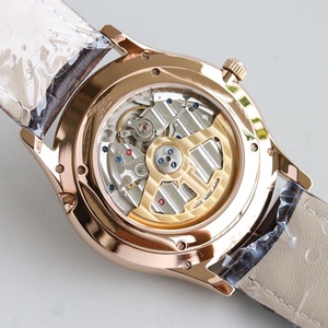 Reloj Mecánico Automático de Oro Rosa Vintage Premium para Hombre, con Fase Lunar, Calendario, Bisel con Diamantes, Correa de Cuero, Reloj de Vestir para Negocios - Product Image 5