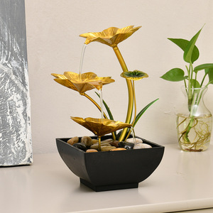 Humidificateur de bureau Golden Lotus Water Feature, bassin noir, électrique, décoration intérieure, cadeau - Product Image 2
