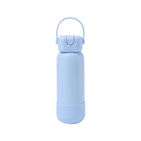 Nouvelle gourde en acier inoxydable avec couvercle en forme de champignon, 24 oz, bouteille de sport avec poignée portable, isolée, paille pour boisson en plein air