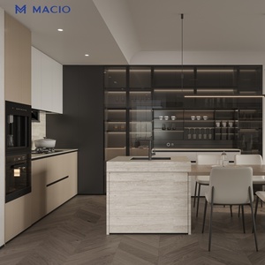 Gabinetes de Cocina de Madera Contrachapada de Lujo Italianos MACIO con Isla Central, Estructura de <span class=keywords><strong>OSB</strong></span> Pintada, Muebles a Medida para Proyectos de Villas - Product Image 5