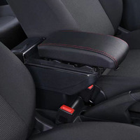 Accoudoir en cuir Boîte de rangement de magasin central Chargement USB Boîte de rangement double couche pour Peugeot 208