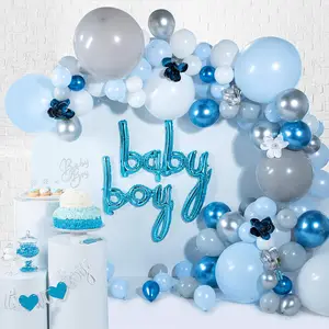 Joyeux anniversaire décoration pour bébé garçon feuille métallique chrome latex ballon ensemble fournitures de fête pour garçons