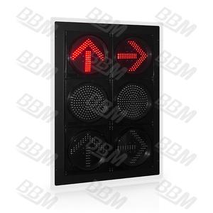 إشارة مرور LED بقطر 300 مم بعدسة شفافة، مع كرة حمراء وصفراء وسهم للانعطاف لليمين، تصنيف المتجر: ممتاز - Product Image 2
