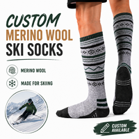 Chaussettes de ski en laine mérinos personnalisées avec coussinets épais en tissu éponge pour hommes, chaussettes chaudes pour la randonnée et les sports, conçues pour les activités de plein air en hiver
