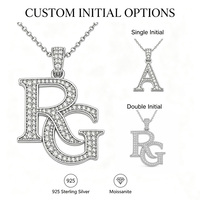 Pendentif personnalisé en moissanite avec initiale, en argent sterling 925, bijoux personnalisés en gros