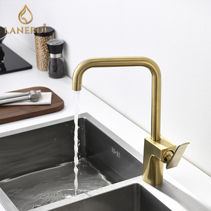 Grifo Mezclador de Cocina Monomando Moderno con Válvula de Cerámica, Chapado en Oro, Sin Retardo, Grifería <span class=keywords><strong>Dorada</strong></span> - Product Image 2