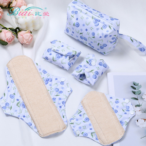 Serviettes hygiéniques lavables en tissu <span class=keywords><strong>bio</strong></span> réutilisables, imperméables, avec ailettes, tailles mixtes, <span class=keywords><strong>post</strong></span>-<span class=keywords><strong>partum</strong></span>, vente en gros, lot de 5 pièces - Product Image 3