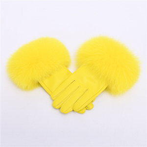 <span class=keywords><strong>Gants</strong></span> tendance en cuir véritable de mouton, en fourrure de raton laveur, doux, nouvelle collection 2020 - Product Image 4