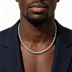 New European and American Style Zircon Inlaid Tennis <b>Chain</b> Hip Hop Fashion Unisex Clavicle Necklace - Product Image 1