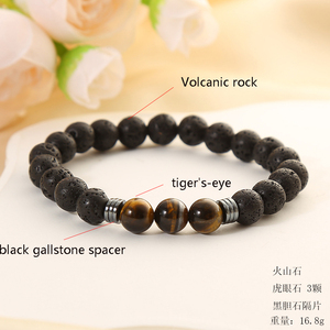 8MM di agata nera occhio di tigre pietra vulcanica con perline bracciale all'ingrosso <span class=keywords><strong>classici</strong></span> braccialetti di perline elasticizzati fatti a mano - Product Image 5