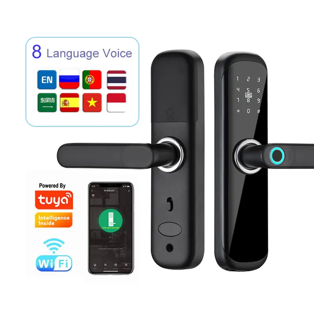 Smart Tuya WiFi Lock Biometric Intelligent TTLock Electronic Fingerprint Handles Smart Door Locks for Home Apartmet Office