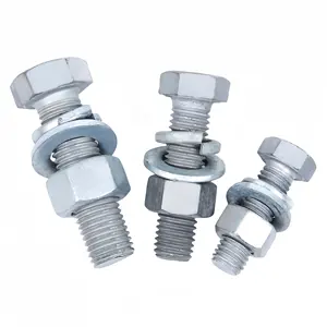 Galvanized Steel Full Threaded Hexagon Bolts Screw Astm M8 M16 Zinc Plated Fasteners And Hex Bolts 5/8" Classe 4.8