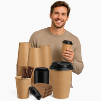 Gobelets à café en papier kraft à double paroi personnalisés avec couvercles, emballages en papier APP, gobelets jetables pour boissons à emporter pour les cafés