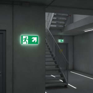 Segnale freccia destra per uscita di emergenza-300 in alluminio luminescente * 160 mm - Product Image 3