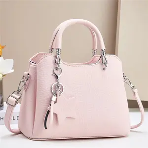 E3090 New Trendy 2024 Candy Color Pu Leather Versatile Handbag Middle Aged Mom Tote Bag Clutch Bag For Women Female Lady
