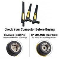 Antena de Goma Amarilla y Negra 3G 4G LTE 5G Wifi, Antena Omnidireccional de Goma para Equipos IoT, Conector RP-SMA Macho para Computadora