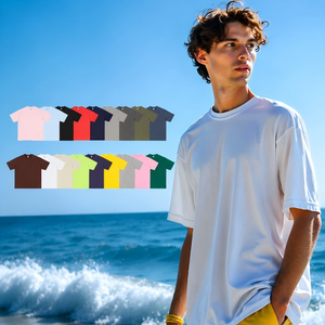 T-shirt d'été 2026 américain respirant en pur coton à manches courtes, de haute qualité, de marque tendance, couleur unie - Product Image 1