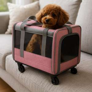 Sac de transport multifonctionnel pour animaux de compagnie avec chariot pliable et support, noir, 51 x 31 x 36 - Product Image 5