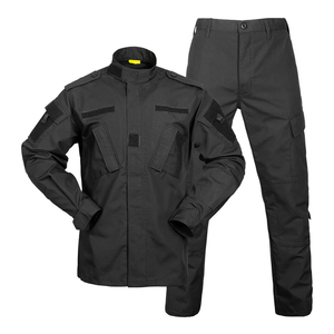 Black Ripstop ACU Camouflage Unisex <strong>Combat</strong> <strong>Trousers</strong> and Shirts Uniform Set for Outdoor Activities - Product Image 1