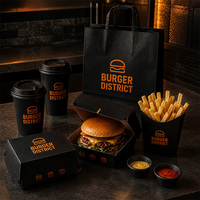Boîtes alimentaires, emballages à emporter, contenants jetables en papier kraft imprimés sur mesure pour les restaurants de restauration rapide, livraison de hamburgers et de frites