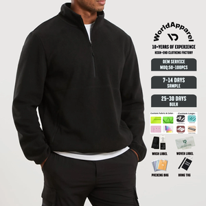 Felpa personalizzata unisex con collo alto, mezza zip, <span class=keywords><strong>stampa</strong></span> e fodera in pile, <span class=keywords><strong>senza</strong></span> cappuccio, ideale per la primavera. - Product Image 1