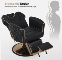 Chaise de barbier noire antique avec piston hydraulique à base dorée pour chaises de barbier Chaises inclinables de salon de beauté