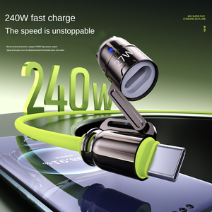 Cable de datos doble tipo <span class=keywords><strong>C</strong></span> 4 en 1 de carga rápida de 240W PD de alta calidad 1 2M línea de carga de cargador de silicona <span class=keywords><strong>USB</strong></span> para iPhone Samsung OPPO - Product Image 2