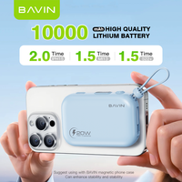 BAVIN - Batería Externa Inalámbrica Magnética Portátil con Cable de Carga, PC1085S, 10000 mAh, 20 W, LED, Tipo C