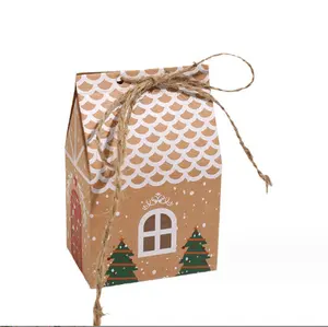 Casa de gengibre de estilo europeu casa pequena casa biscoito doces Caixa de embalagem de papel kraft Natal