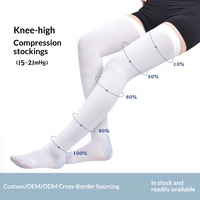 Chaussettes de compression élastiques respirantes WJN en tricot fin, 15-20 mmHg, Grade 1, anti-thrombose, au-dessus du genou, en nylon et élasthanne, pour infirmières